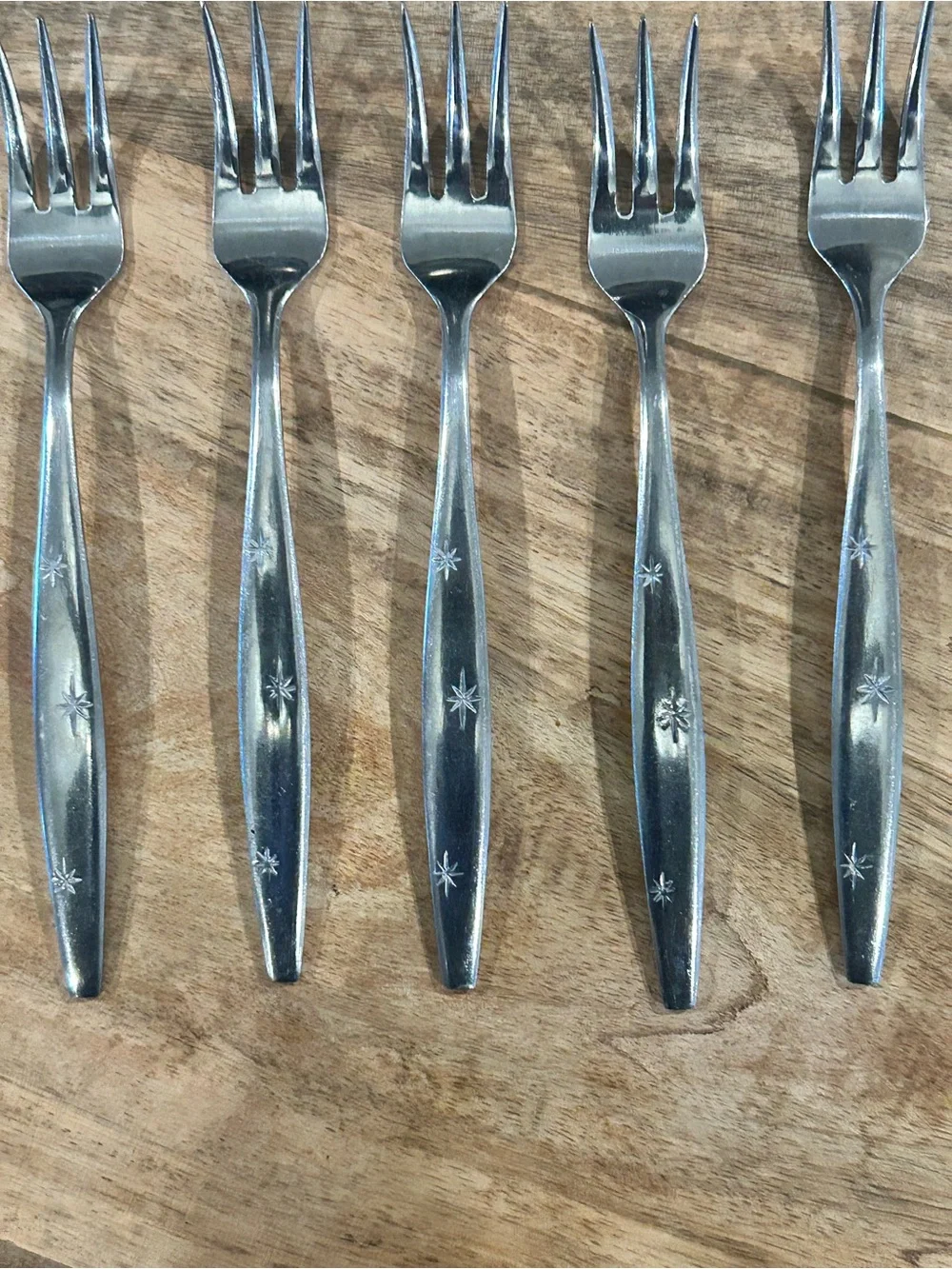 Vintage Japan 3 Star Stainless Steel MCM Replacement Flatware 7 Cocktail Forks